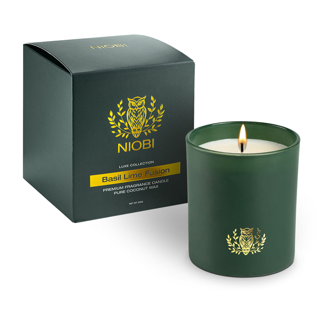 Ароматна свещ Basil Lime Fusion 250g с опаковка NIOBI