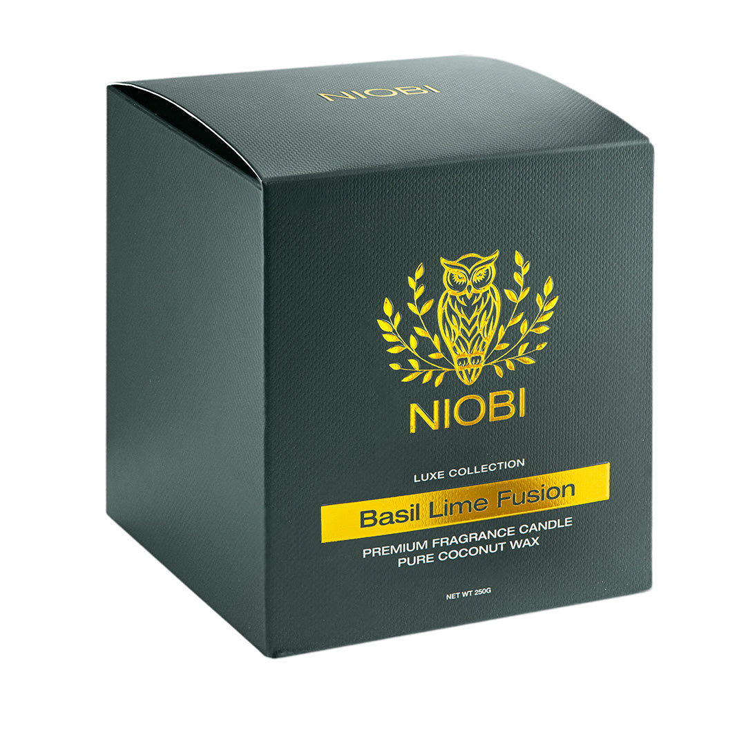 Опаковка на свещ Basil Lime Fusion - свеж дизайн NIOBI