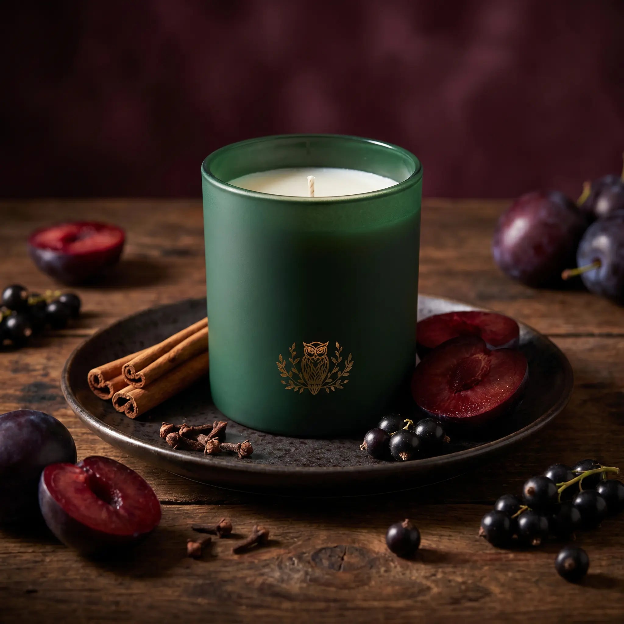 NIOBI Damson Plum Rendezvous ароматна свещ с тъмни сливи, канела и карамфил