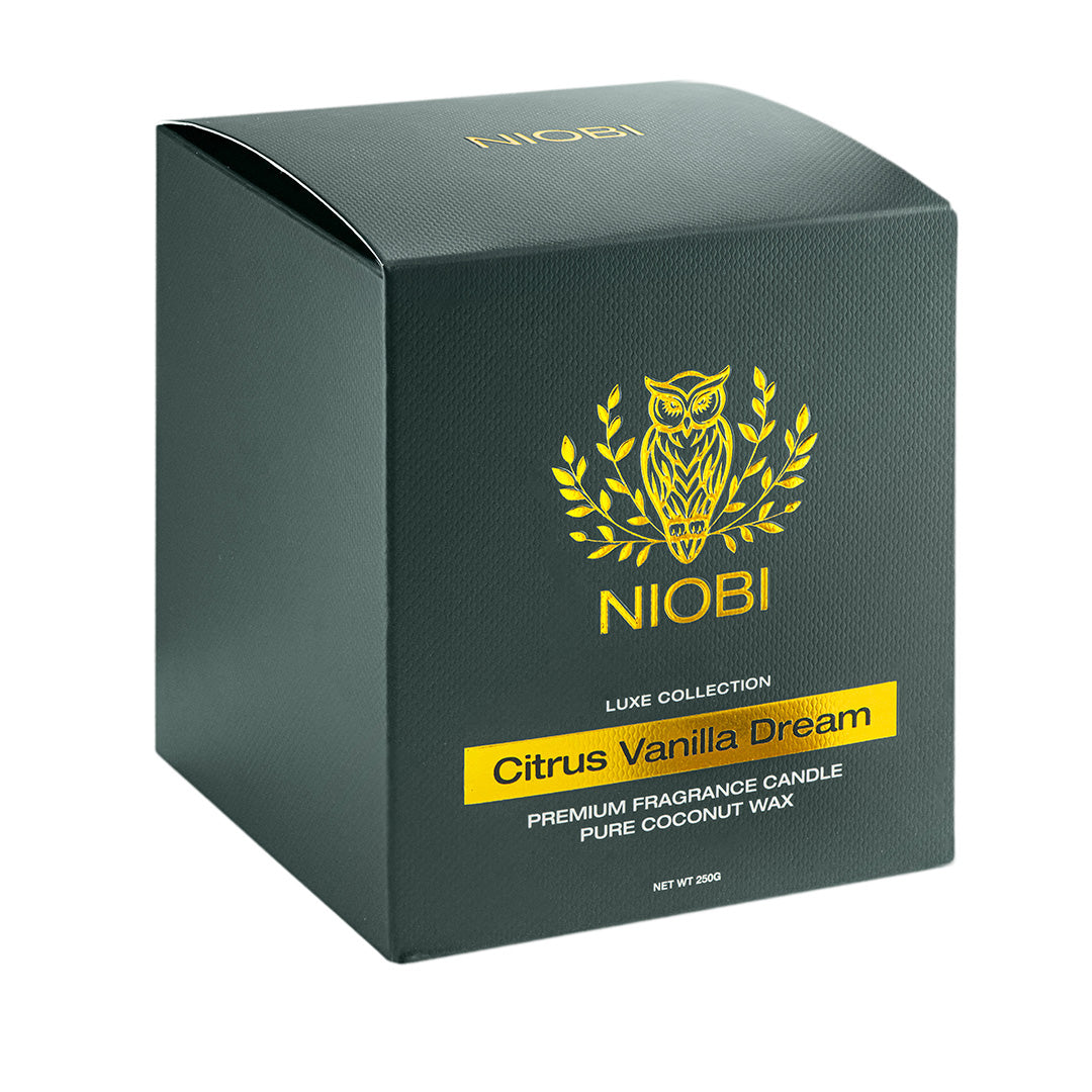 Опаковка на свещ Citrus Vanilla Dream - елегантен дизайн NIOBI